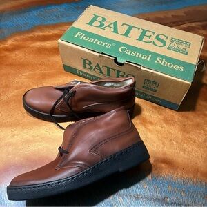 Vintage NOS Bates Floaters Wool Sherpa Lined Chukka Boots Mens 9 Brown Leather